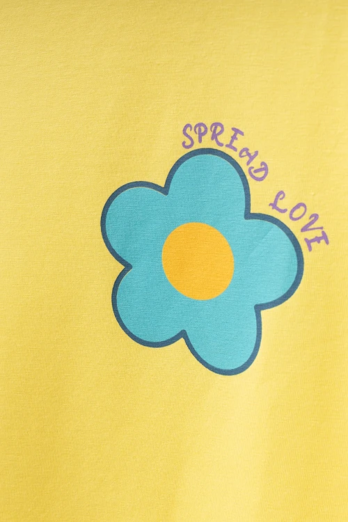 Spread Love Papatya Baskılı Kız Çocuk Tişört 50751