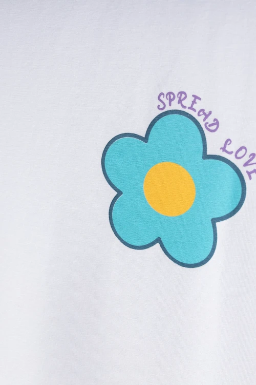 Spread Love Papatya Baskılı Kız Çocuk Tişört 50751