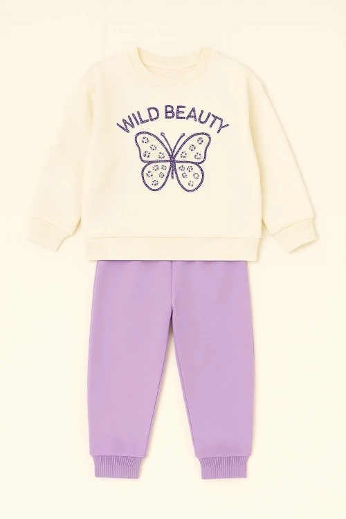 Taşlı Wild Baskılı Kız Bebek Takım 20157