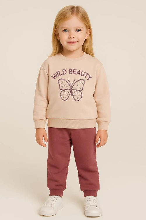 Taşlı Wild Baskılı Kız Bebek Takım 20157