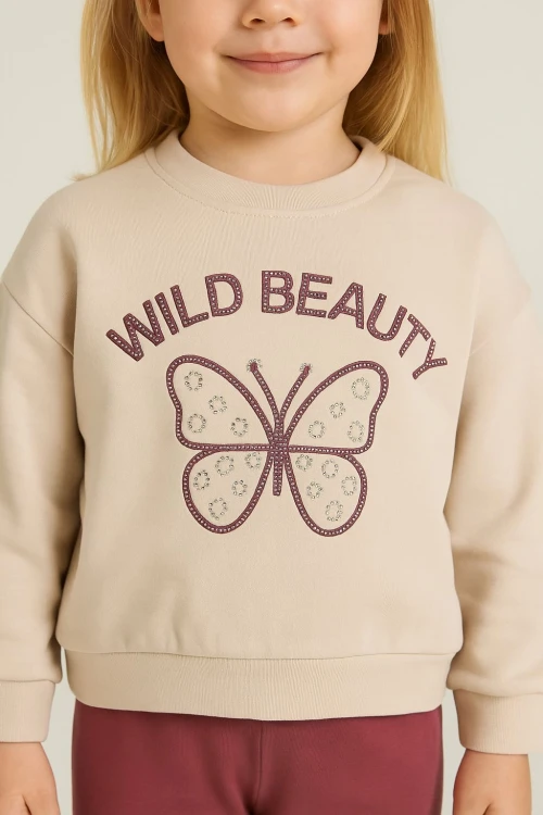 Taşlı Wild Baskılı Kız Bebek Takım 20157