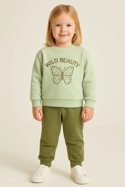 Taşlı Wild Baskılı Kız Bebek Takım 20157