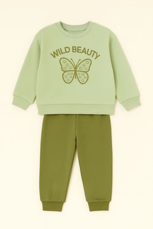 Taşlı Wild Baskılı Kız Bebek Takım 20157