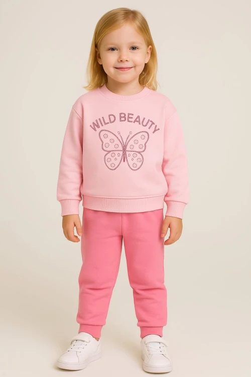 Taşlı Wild Baskılı Kız Bebek Takım 20157