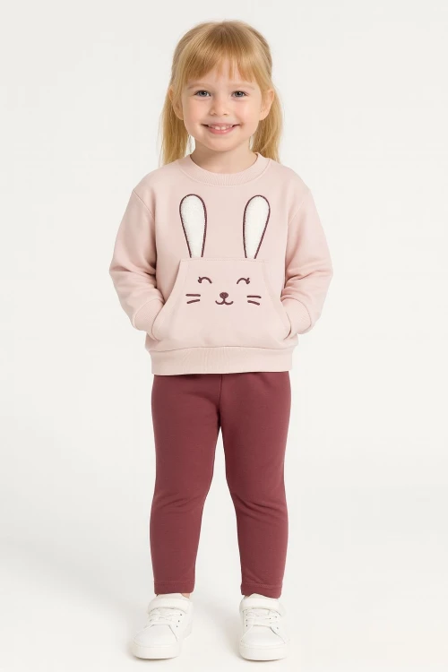 Tavşan Nakışlı Kız Bebek Takım 20155