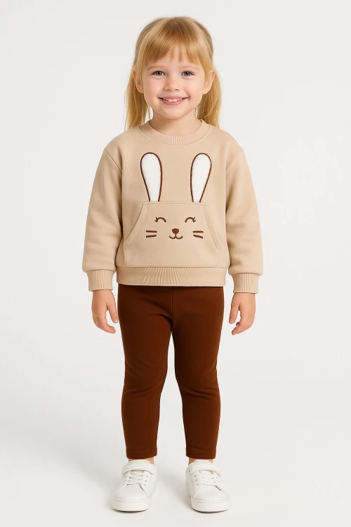 Tavşan Nakışlı Kız Bebek Takım 20155