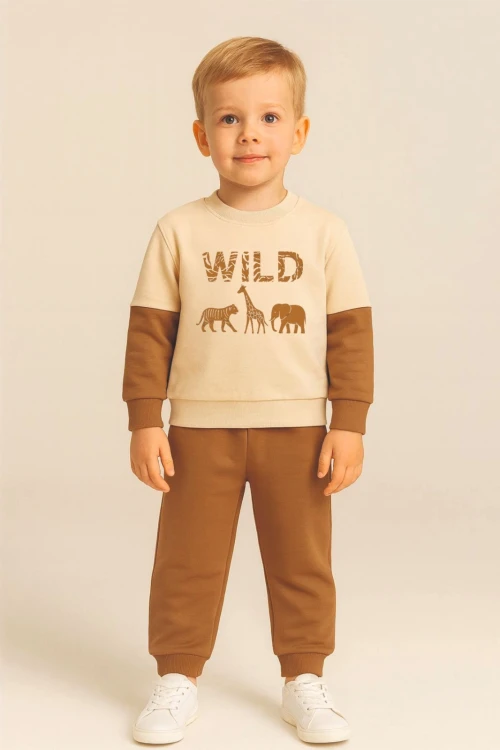 Wild Baskılı Parçalı Erkek Bebek Takım 20104