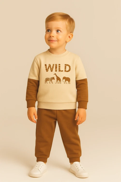 Wild Baskılı Parçalı Erkek Bebek Takım 20104