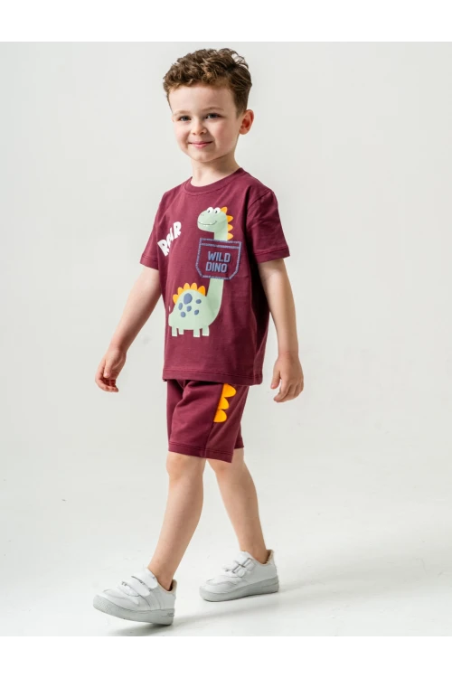 Wild Dino Baskılı Erkek Çocuk Şortlu Takım 50302