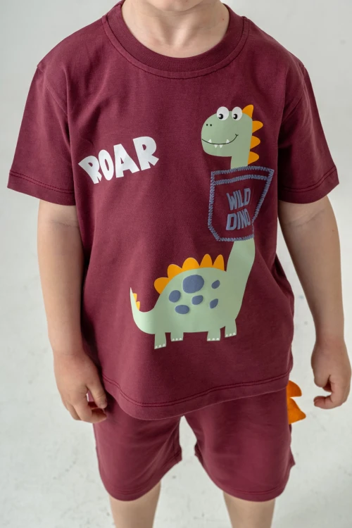 Wild Dino Baskılı Erkek Çocuk Şortlu Takım 50302