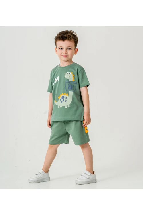 Wild Dino Baskılı Erkek Çocuk Şortlu Takım 50302
