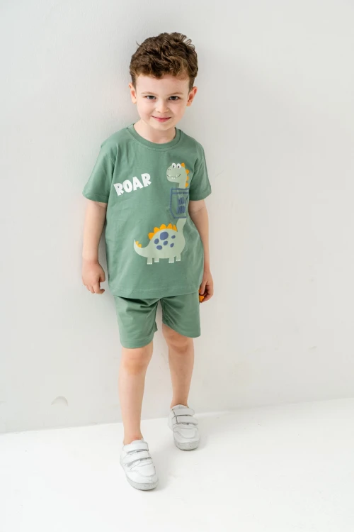 Wild Dino Baskılı Erkek Çocuk Şortlu Takım 50302