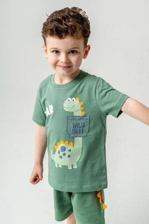 Wild Dino Baskılı Erkek Çocuk Şortlu Takım 50302