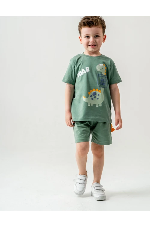 Wild Dino Baskılı Erkek Çocuk Şortlu Takım 50302