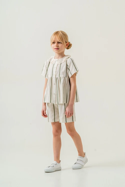 Yaka Detaylı Kız Çocuk Takım 3825