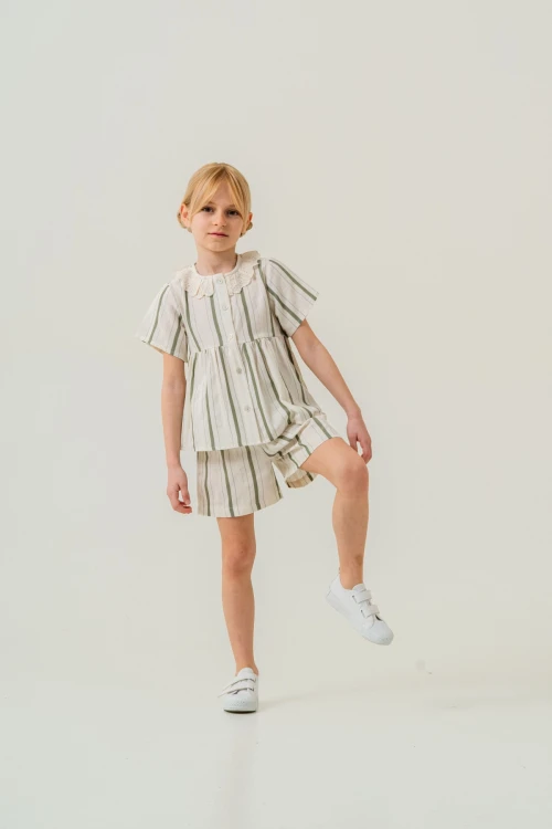 Yaka Detaylı Kız Çocuk Takım 3825