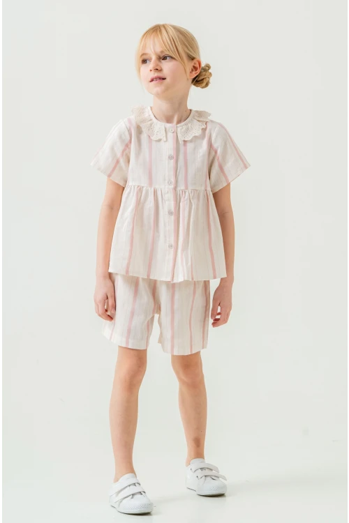 Yaka Detaylı Kız Çocuk Takım 3825