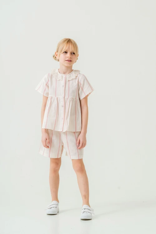 Yaka Detaylı Kız Çocuk Takım 3825