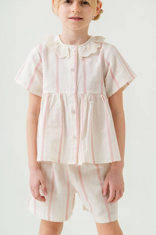 Yaka Detaylı Kız Çocuk Takım 3825