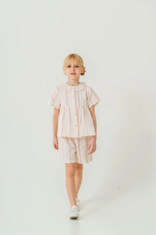 Yaka Detaylı Kız Çocuk Takım 3825