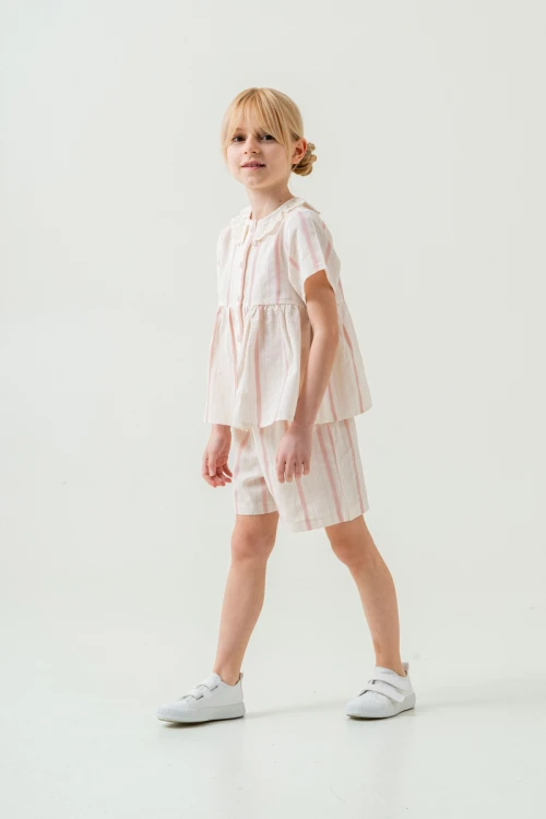 Yaka Detaylı Kız Çocuk Takım 3825