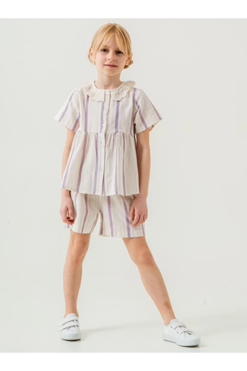 Yaka Detaylı Kız Çocuk Takım 3825