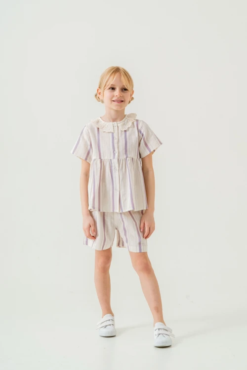 Yaka Detaylı Kız Çocuk Takım 3825