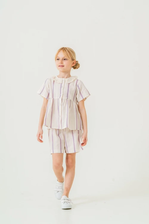 Yaka Detaylı Kız Çocuk Takım 3825