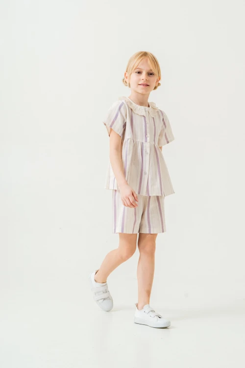 Yaka Detaylı Kız Çocuk Takım 3825