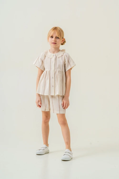 Yaka Detaylı Kız Çocuk Takım 3825