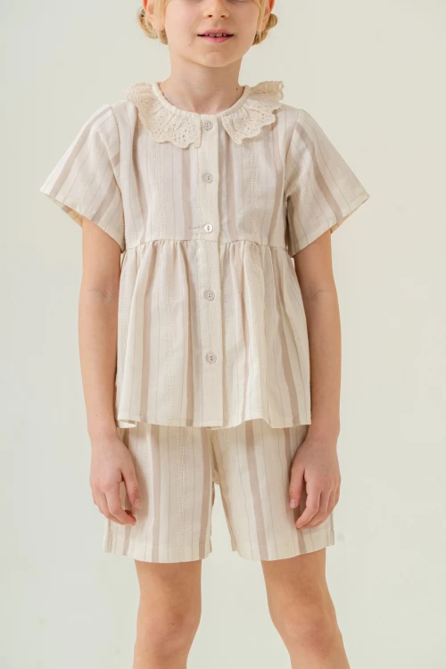 Yaka Detaylı Kız Çocuk Takım 3825