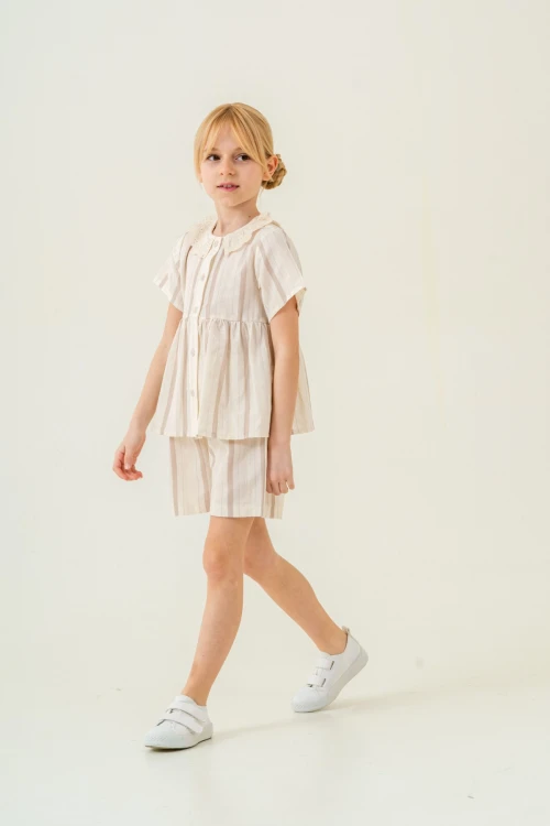 Yaka Detaylı Kız Çocuk Takım 3825