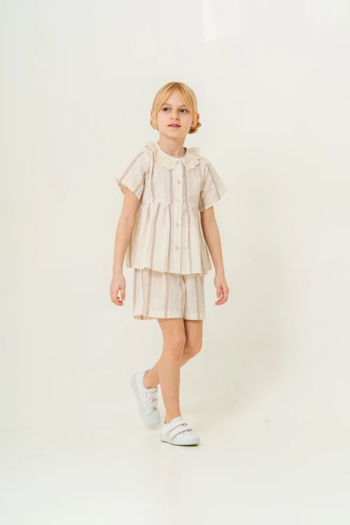 Yaka Detaylı Kız Çocuk Takım 3825