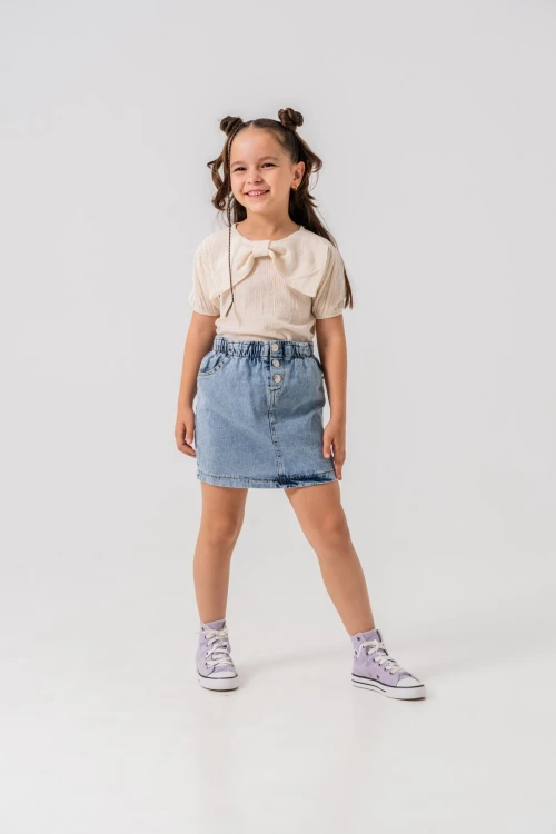 Yakalı Kot Etekli Kız Çocuk Takım 2540