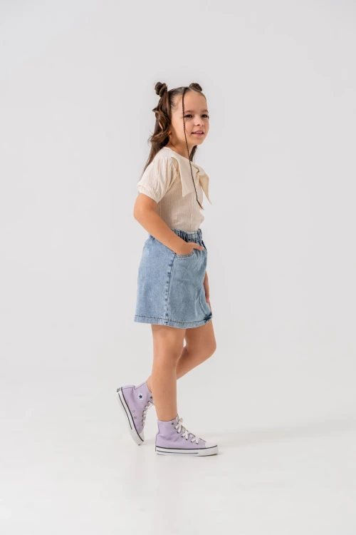 Yakalı Kot Etekli Kız Çocuk Takım 2540