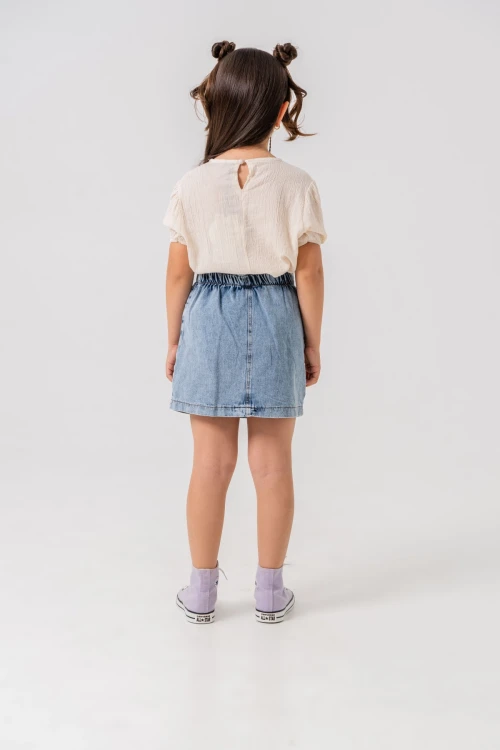 Yakalı Kot Etekli Kız Çocuk Takım 2540