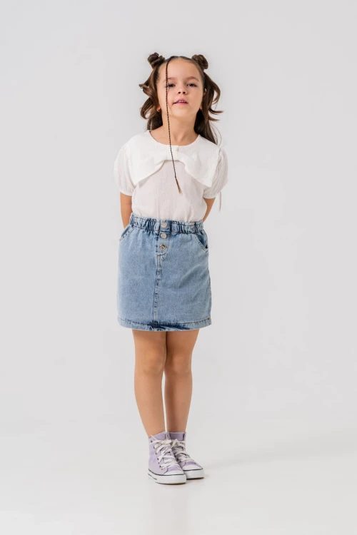 Yakalı Kot Etekli Kız Çocuk Takım 2540