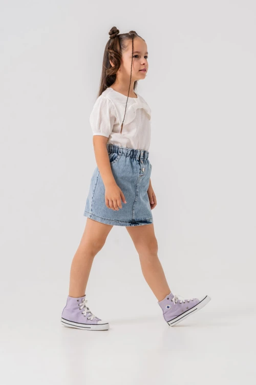 Yakalı Kot Etekli Kız Çocuk Takım 2540