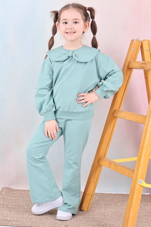 Yakası Fiyonklu Kız Çocuk Takım 50651