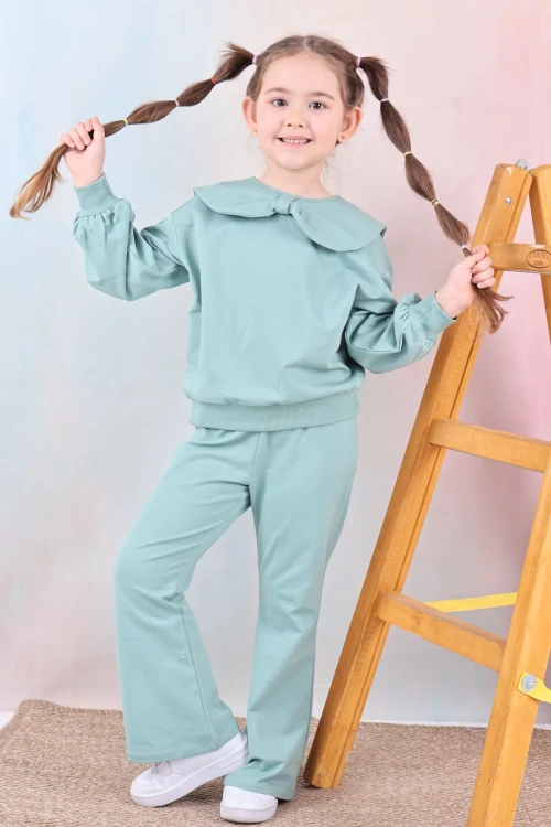 Yakası Fiyonklu Kız Çocuk Takım 50651