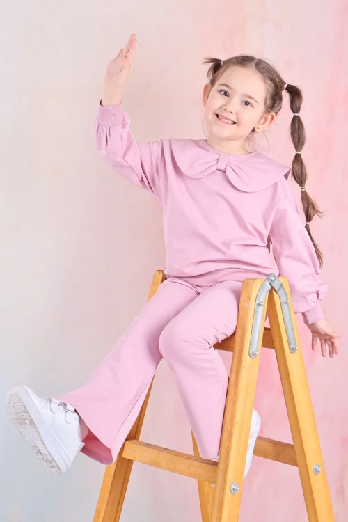 Yakası Fiyonklu Kız Çocuk Takım 50651