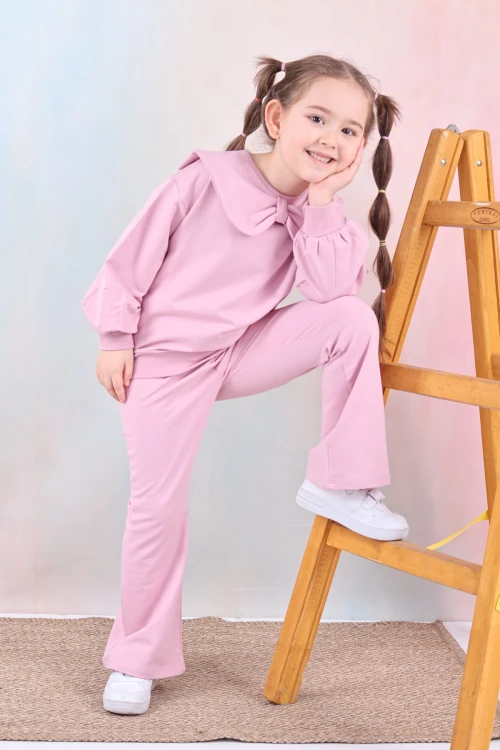 Yakası Fiyonklu Kız Çocuk Takım 50651