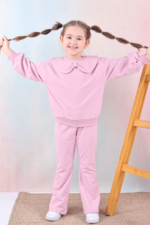 Yakası Fiyonklu Kız Çocuk Takım 50651