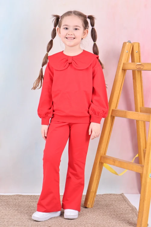 Yakası Fiyonklu Kız Çocuk Takım 50651