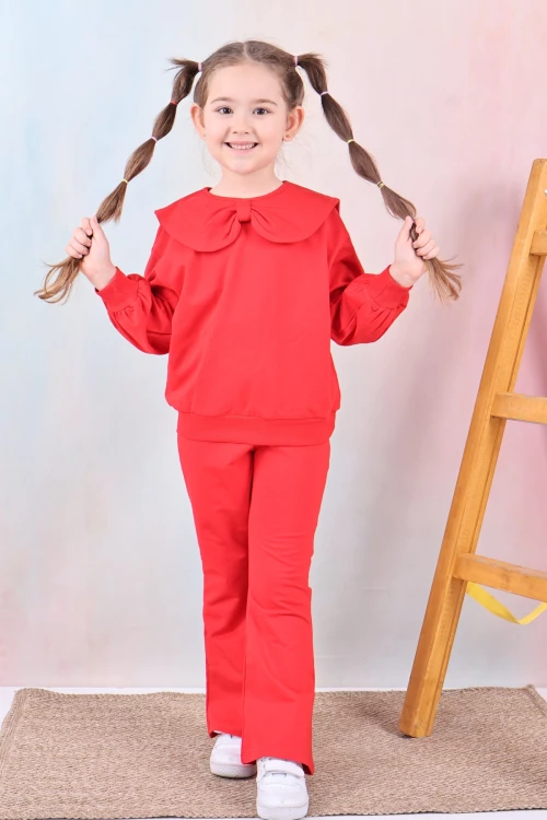Yakası Fiyonklu Kız Çocuk Takım 50651