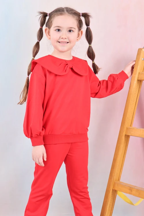 Yakası Fiyonklu Kız Çocuk Takım 50651