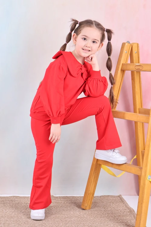 Yakası Fiyonklu Kız Çocuk Takım 50651