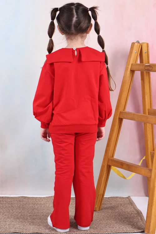 Yakası Fiyonklu Kız Çocuk Takım 50651