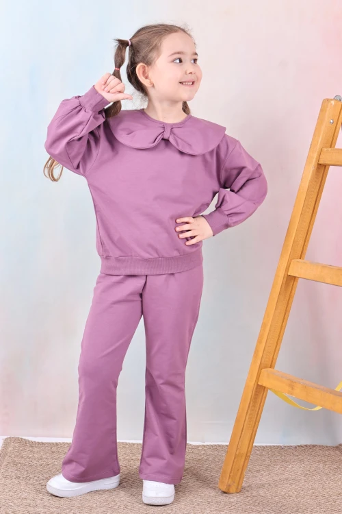 Yakası Fiyonklu Kız Çocuk Takım 50651