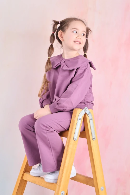 Yakası Fiyonklu Kız Çocuk Takım 50651